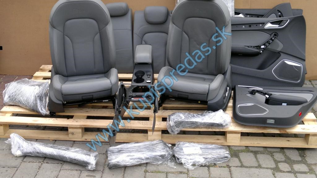 Predné-zadné kožené sedačky+tapacíry+stropnica+stredový tunel AUDI Q3 8U S-Line